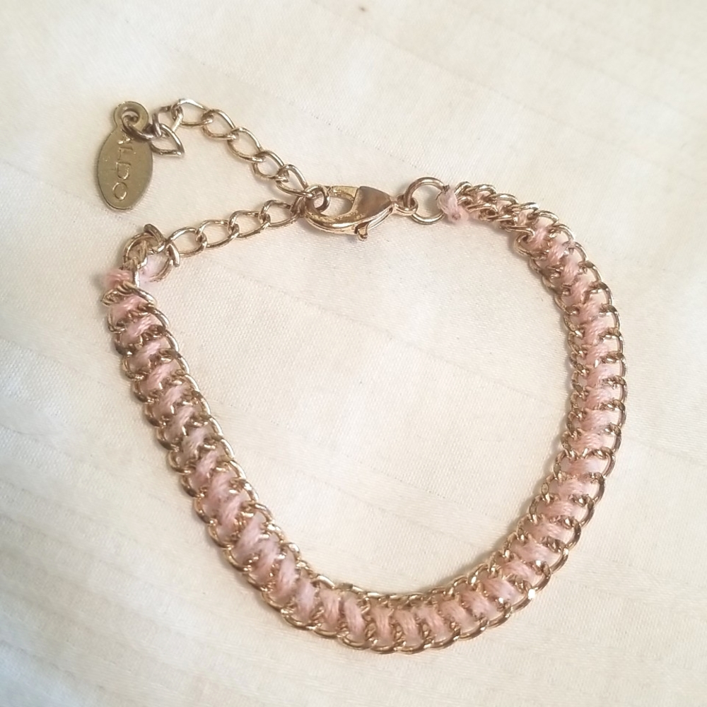 Aldo Gold Pink Braid Bracelet